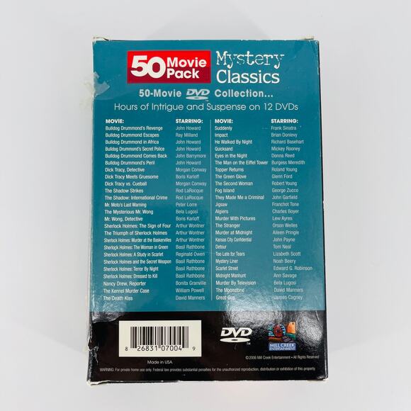 Mystery Classics 50 Movie Pack 12-DVD Collection - Good Used Condition - Picture 9 of 15